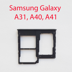 Cим-лоток (Sim-слот) Samsung Galaxy A41 (A415) черный- фото
