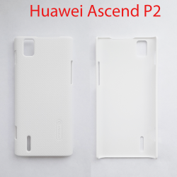 Чехол бампер Nillkan Huawei Ascend P2 белый (кожа)