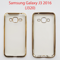 Силиконовый чехол накладка для Samsung Galaxy J3 2016 (J320F) золотой