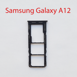 Cим-лоток (Sim-слот) Samsung Galaxy A12 (SM-A127) черный