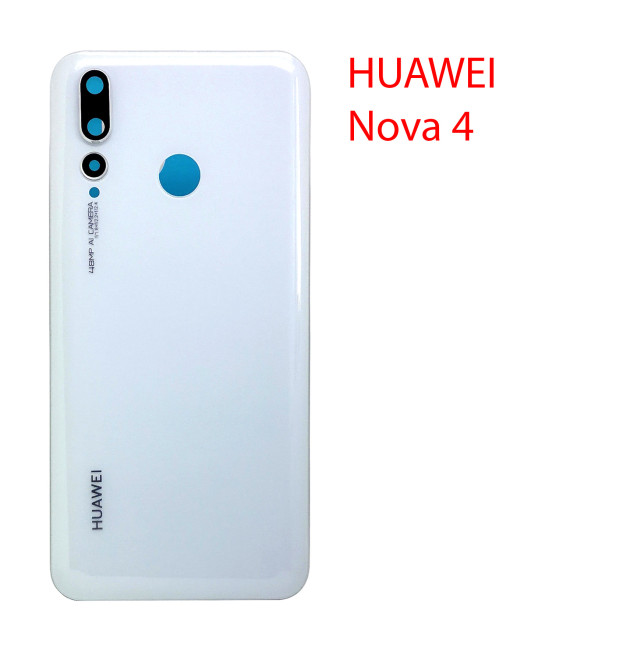 Задняя крышка (стекло) для Huawei Nova 4 VCE-L22 в сборе (белый) - фото