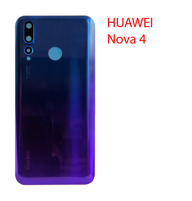 Задняя крышка (стекло) для Huawei Nova 4 VCE-L22 в сборе (синий) - фото