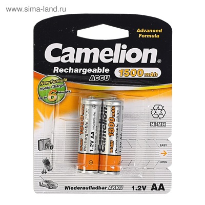 Аккумулятор Camelion 1500mAh АА NiMh тип AA R06 LR6 LR06 (2 шт. в одной упаковке) - фото