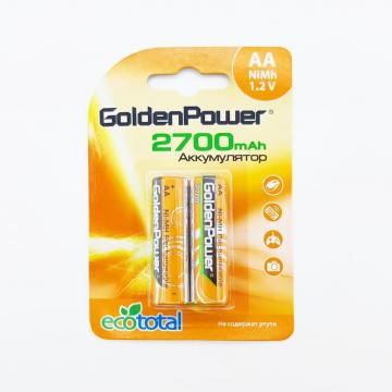 Аккумулятор Golden Power 2700mAh АА NiMh тип AA R06 LR6 LR06 (2 шт. в одной упаковке) - фото