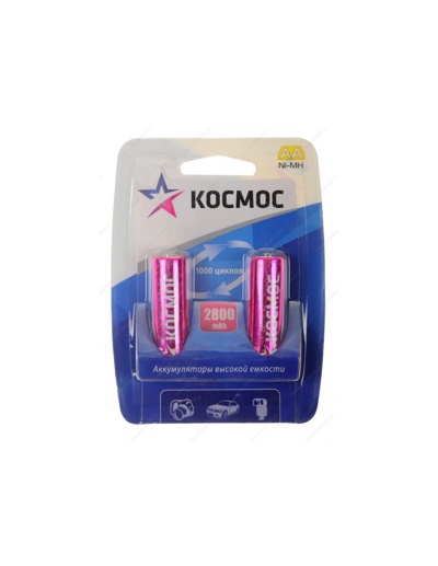 Аккумулятор КОСМОС 2800mAh АА NiMh тип AA R06 LR6 LR06 (2 шт. в одной упаковке) - фото