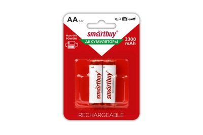 Аккумулятор SmartBuy 2300mAh АА NiMh тип AA R06 LR6 LR06 (2 шт. в одной упаковке) - фото