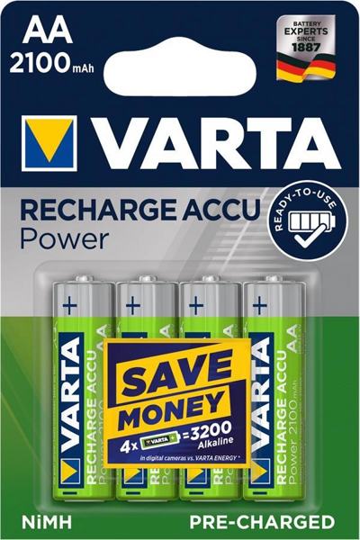Аккумулятор Varta 2100mAh АА NiMh тип AA R06 LR6 LR06 (4 шт. в одной упаковке) - фото