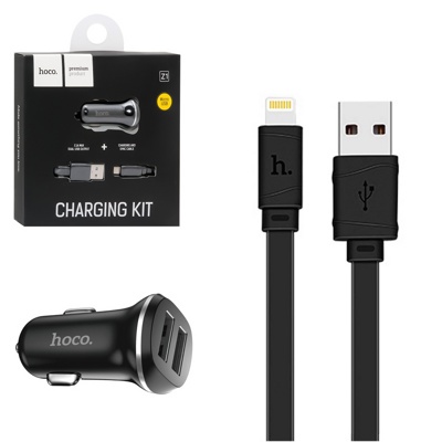 AЗУ Hoco Z1 c кабелем USB-Lightning 1A, 2,1 A черный - фото