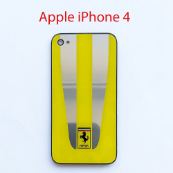 Задняя крышка (стекло) для Apple iPhone 4s желтый Ferrari