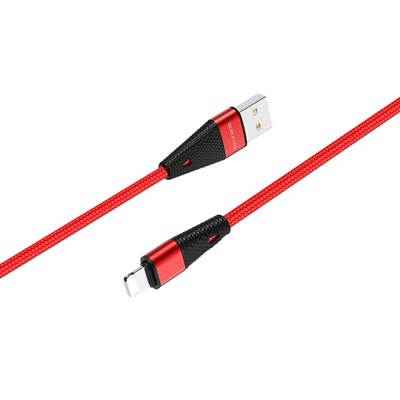 USB кабель Borofone BU10 ligtning для зарядки и синхронизации (красный) 1,2 метра - фото