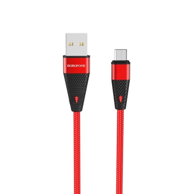 USB кабель Borofone BU10 Micro для зарядки и синхронизации (красный) 1,2 метра - фото