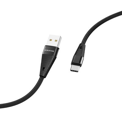 USB кабель Borofone BU10 Type-C для зарядки и синхронизации (черный) 1,2 метра - фото