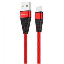 USB кабель Borofone BU10 Type-C для зарядки и синхронизации (красный) 1,2 метра - фото