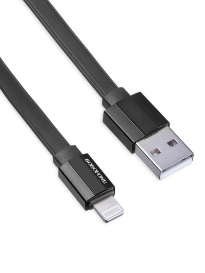 USB кабель Borofone BU8 ligtning для зарядки и синхронизации (черный) 1,2 метра - фото