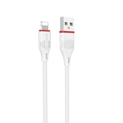 USB кабель Borofone BX17 Ligthtning для зарядки и синхронизации (белый) 1 метра - фото