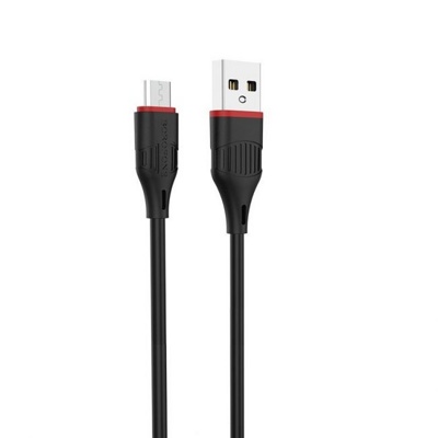 USB кабель Borofone BX17 Micro для зарядки и синхронизации (чёрный) 1 метра - фото
