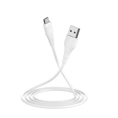 USB кабель Borofone BX18 Micro для зарядки и синхронизации (белый) 3 метра - фото