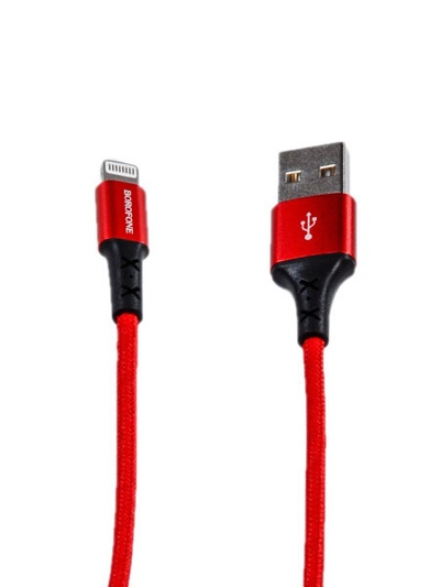 USB кабель Borofone BX20 ligtning для зарядки и синхронизации (красно-черный) 1 метра - фото