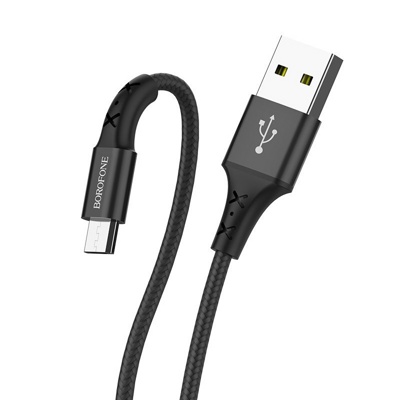 USB кабель Borofone BX20 Micro для зарядки и синхронизации (черный) 1 метра - фото