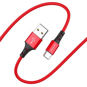 USB кабель Borofone BX20 Type-C для зарядки и синхронизации (красно-черный) 1 метра - фото
