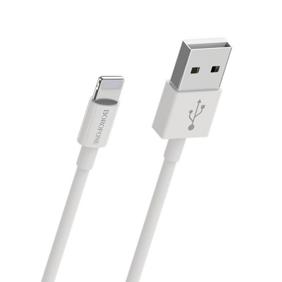 USB кабель Borofone BX22 Lightning для зарядки и синхронизации (белый) 1 метра - фото