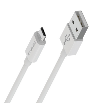 USB кабель Borofone BX22 Micro для зарядки и синхронизации (белый) 1 метра - фото