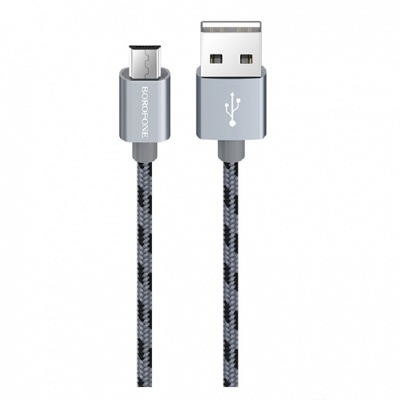 USB кабель Borofone BX24 micro для зарядки и синхронизации (серый) 1 метра - фото