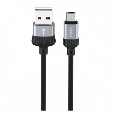 USB кабель Borofone BX28 micro для зарядки и синхронизации (металлически-серый) 1 метра - фото
