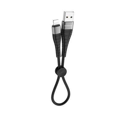 USB кабель Borofone BX32 Ligthtning для зарядки и синхронизации (черный) 0,25 метра - фото
