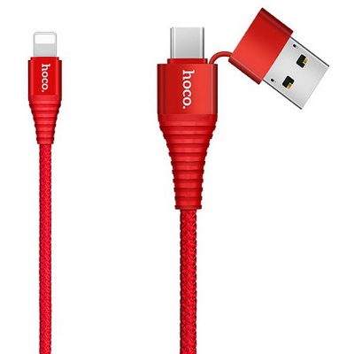 USB/Type-C кабель Hoco U26 Lightning для зарядки и синхронизации (красный) 1 метра - фото